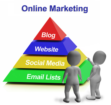 Online Marketing Pyramid Having Blogs Websites Social Media And Email Lists