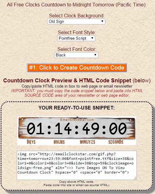 email clockstar countdown timer